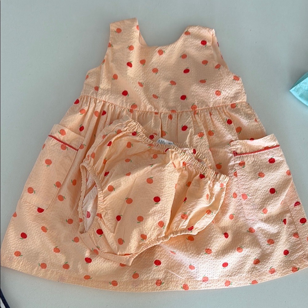 Peach Print Dress Set for Kids